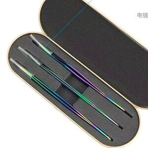 Lash Tweezers Set, 3Pcs Stainless Steel Lash Extension Tweezers 3 Styles Straigh